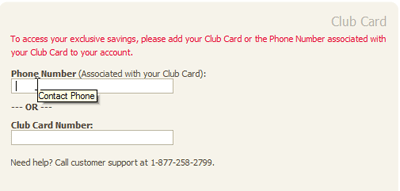 enter savings card number to grocery account